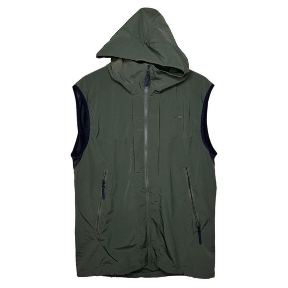 SUGOI Versa II Jacket Mens L Olive Green Convertible Vest Hooded Cycling - Picture 3 of 8